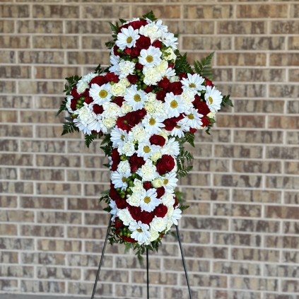 Funeral Cross "Sacred Devotion" – Elegant Sympathy Tribute FloriyaFlowes