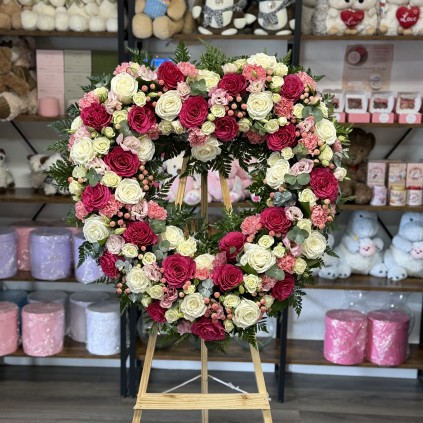 Loving Farewell — Standing Open Heart Funeral Wreath FloriyaFlowes