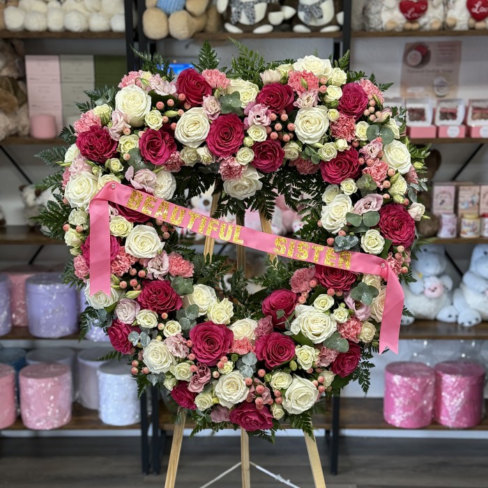 Loving Farewell — Standing Open Heart Funeral Wreath