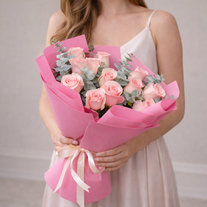 Soft Pink Rose Bouquet FloriyaFlowes