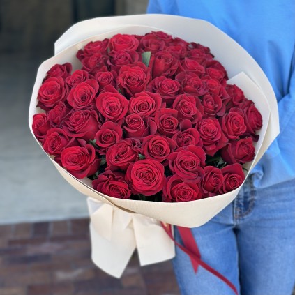 Bouquet 50 Long Stem Red roses  FloriyaFlowes