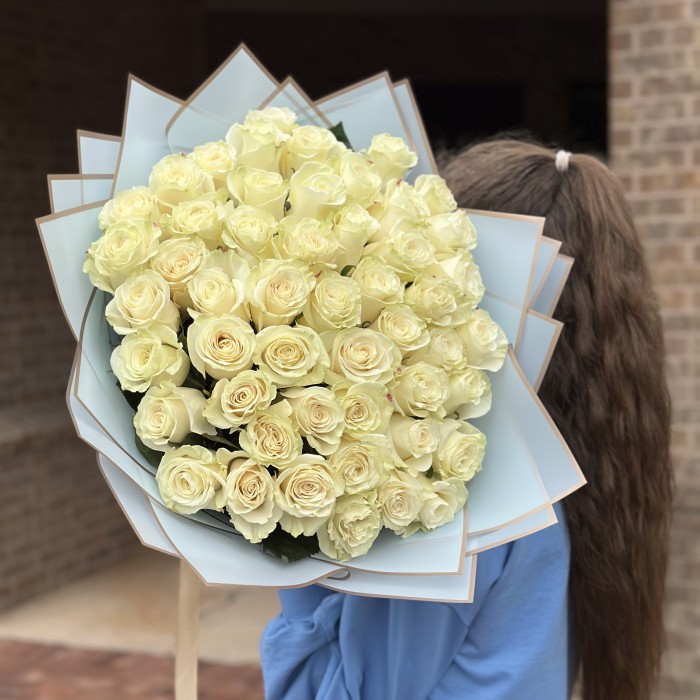 Bouquet 50 Premium white roses Long Stem 