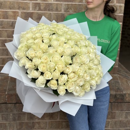 Bouquet 100 Premium Long Stem white roses  FloriyaFlowes