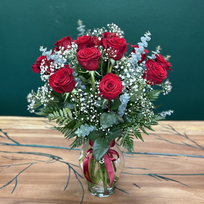  Premium One, Two, or Three Dozen Red Roses in a Vase