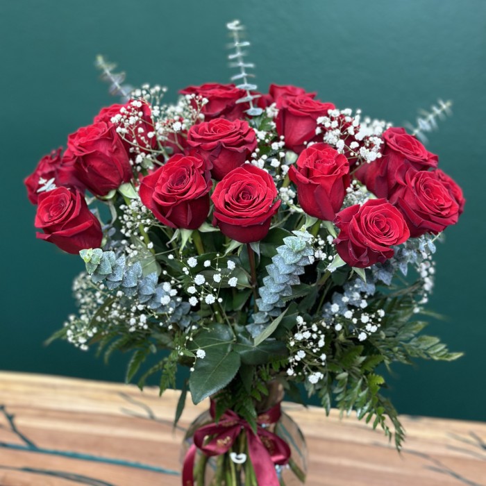  Premium One, Two, or Three Dozen Red Roses in a Vase