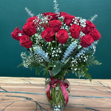  Premium One, Two, or Three Dozen Red Roses in a Vase FloriyaFlowes