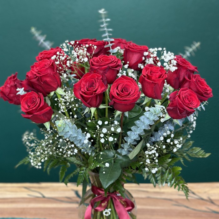  Premium One, Two, or Three Dozen Red Roses in a Vase