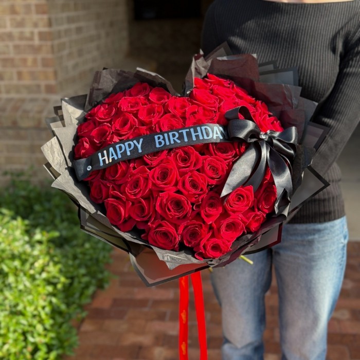 Red Rose Heart Bouquet Floriya Flowers
