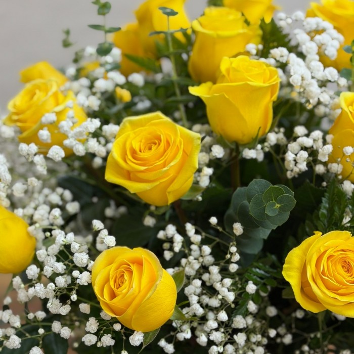 Premium One, Two, or Three Dozen Yellow Roses in a Vase Floriya Flowers