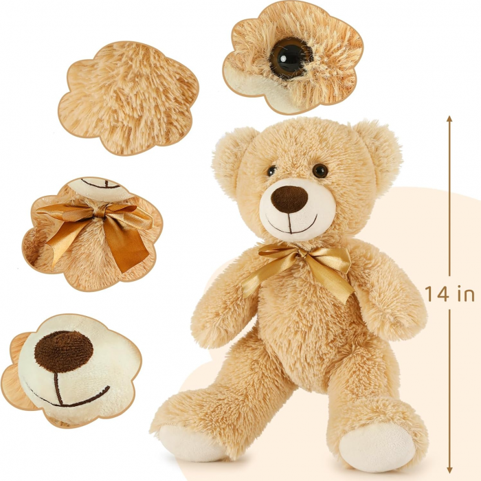 Classic Plush Teddy Bear 13.5" | Beige, Light Brown, Dark Brown