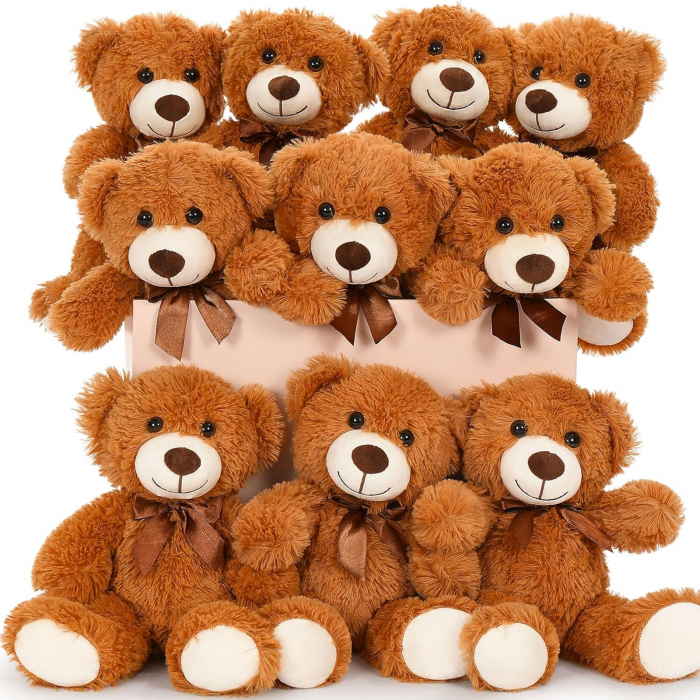 Classic Plush Teddy Bear 13.5" | Beige, Light Brown, Dark Brown