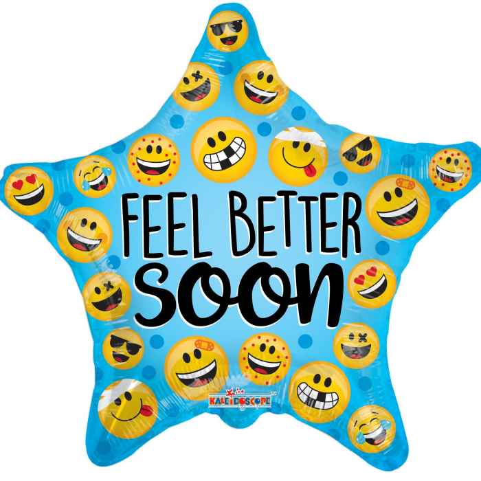 18" Feel Better Many Smilies Foil Balloon