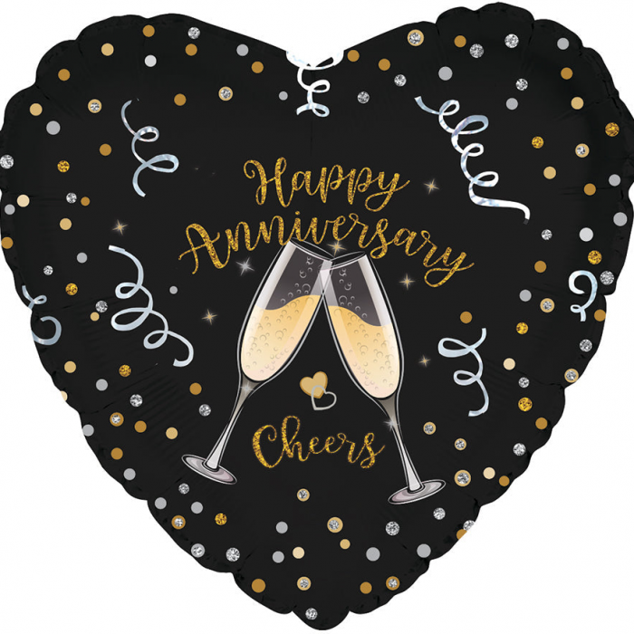 17" Anniversary Flutes Foil Balloon