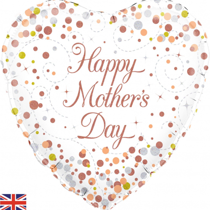 18" Oaktree Sparkling Fizz Happy Mothers Day Rose Gold Holographic Foil Balloon FloriyaFlowes