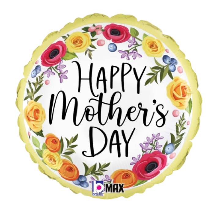 18" Max Float Mother's Day Floral Wreath Foil Balloon Floriya Flowers