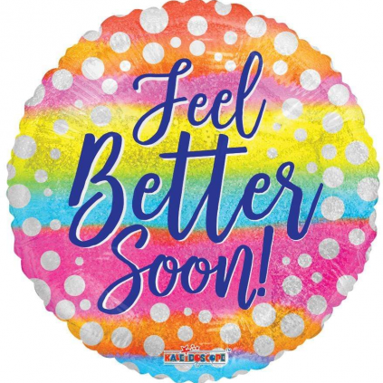 Round Feel Better Soon Dots Holographic Balloon FloriyaFlowes