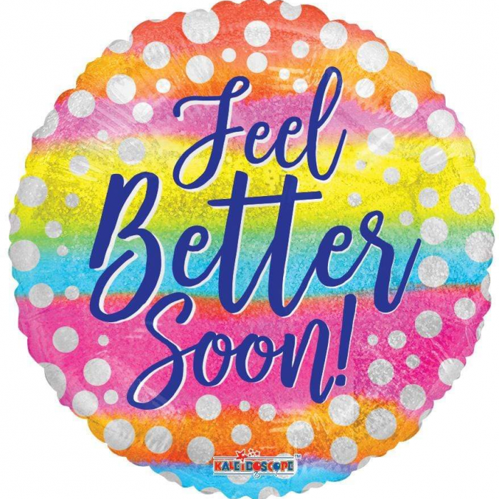 Round Feel Better Soon Dots Holographic Balloon