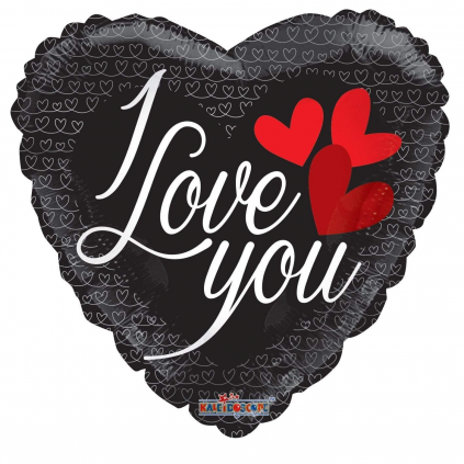 18 inch I LOVE YOU BLACK HEART - FLAT FloriyaFlowes