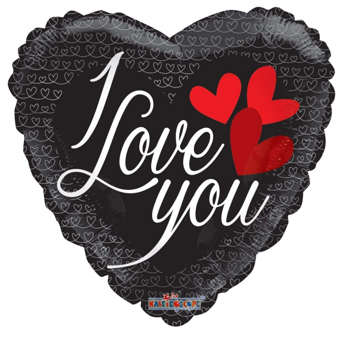 18 inch I LOVE YOU BLACK HEART - FLAT