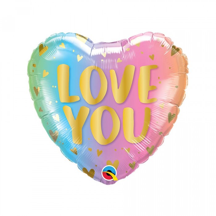 Love You Pastel Ombre Heart Balloon, 18 Inch Floriya Flowers
