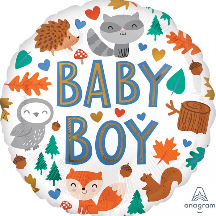 Baby Boy Woodland Animals Balloon, 18 Inch Floriya Flowers