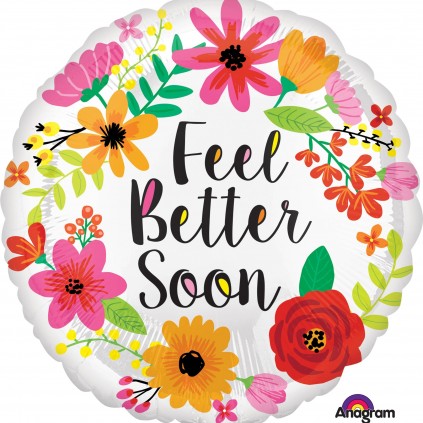 Feel Better Soon Floral Wreath Balloon, 18 Inch Floriya Flowers