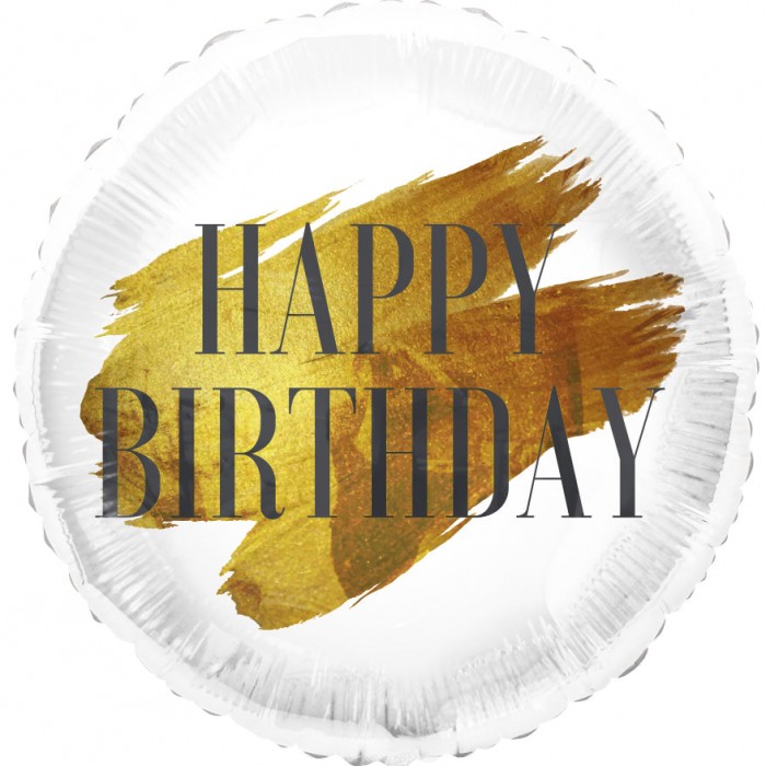 Gold Brushstroke Birthday Balloon, 18 Inch Floriya Flowers