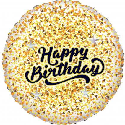Gold and Rose Gold Glitter Birthday Balloon, 18 Inch Floriya Flowers