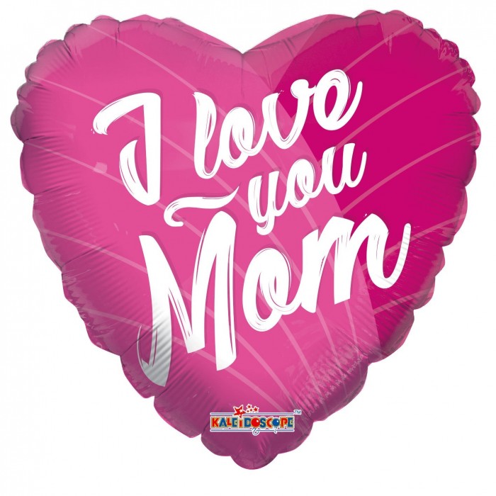 I Love You Mom Pink Heart Balloon, 18 Inch Floriya Flowers