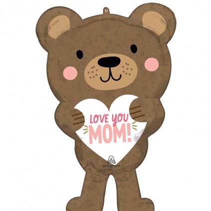 Love You Mom Bear Balloon, 30 Inch Floriya Flowers