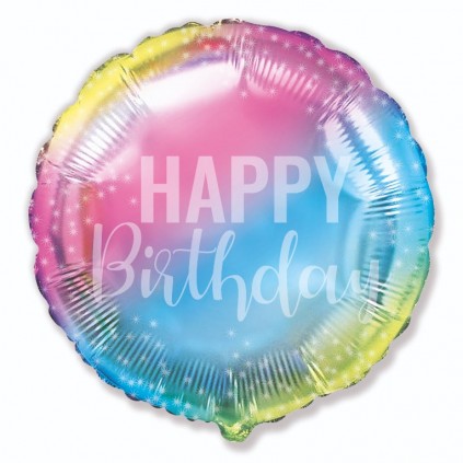 Rainbow Gradient Birthday Balloon, 18 Inch Floriya Flowers