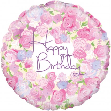 Vintage Floral Birthday Balloon, 18 Inch Floriya Flowers