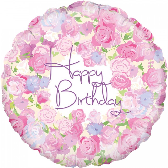 Vintage Floral Birthday Balloon, 18 Inch Floriya Flowers