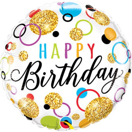 18" Birthday Glitter Dots Balloon – Colorful Foil Birthday Balloon FloriyaFlowes