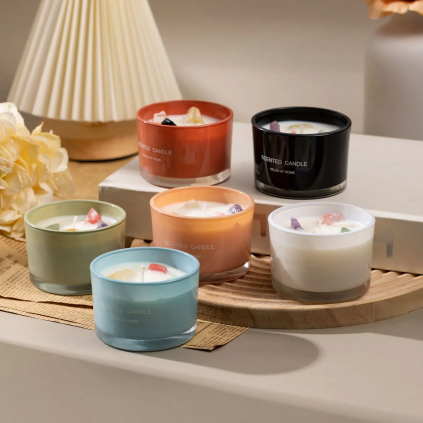 Crystal Stone Scented Candle – Natural Soy Wax with Healing Crystals Crystal Stone Scented Candle – Natural Soy Wax with Healing Crystals FloriyaFlowes